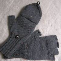 handgestrickte Handschuhe - Klapphandschuhe 2 in 1 - Gr. L Bild 2