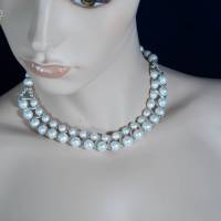 Perlen Halskette, Damen Edelsteinkette Collier, Schmuck aus Muschelkernperlen Bild 3