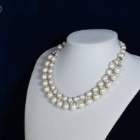 Perlen Halskette, Damen Edelsteinkette Collier, Schmuck aus Muschelkernperlen Bild 6
