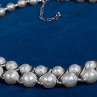 Perlen Halskette, Damen Edelsteinkette Collier, Schmuck aus Muschelkernperlen Bild 8