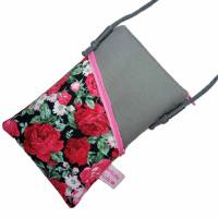 Crossbag Handytasche zum Umhängen dunkelgrau Mini Umhängetasche handmade aus Baumwollstoff Auswahl Farbe Muster Größe Bild 2