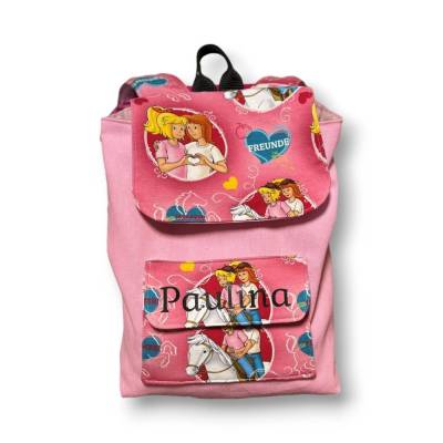 Kindergarten Rucksack mit Bibi und Tina // genähter Rucksack für Kinder mit Namen personalisierter Kita Rucksack 
