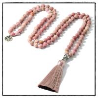 Malakette aus Rhodonit, geknüpft, Yogaschmuck, Meditation, Gebetskette, Halskette, Handarbeit Bild 10