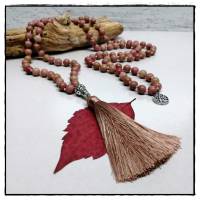 Malakette aus Rhodonit, geknüpft, Yogaschmuck, Meditation, Gebetskette, Halskette, Handarbeit Bild 4