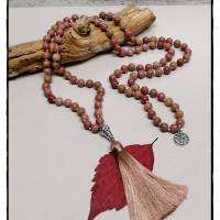 Malakette aus Rhodonit, geknüpft, Yogaschmuck, Meditation, Gebetskette, Halskette, Handarbeit Bild 5