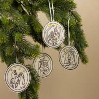 Weihnachtlicher Baumschmuck Set "Christliche Motive" Maschinengestickt nach selbst erstellten Grafiken UNIKATE Bild 6