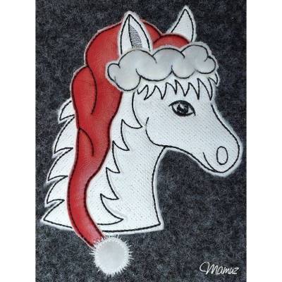 *  Pferd mit Weihnachtsmütze - Stickdateien  *  Doodle, Füllstich/Doodle, Füllstich/RW und RW