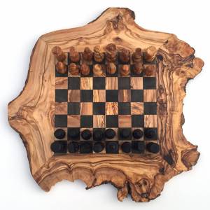 Schachspiel rustikal, Schachbrett Gr. L inkl. Schachfiguren, aus Olivenholz, in Handarbeit Bild 5