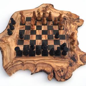 Schachspiel rustikal, Schachbrett Gr. L inkl. Schachfiguren, aus Olivenholz, in Handarbeit Bild 7