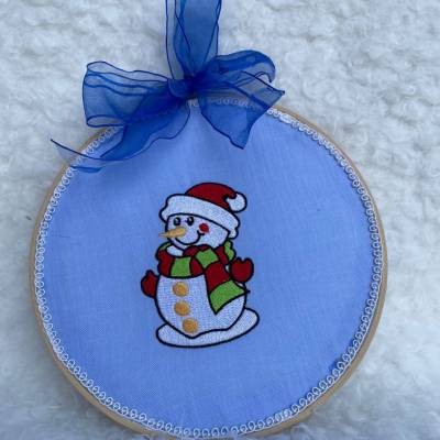 Vollstickdatei "Schneemann" 10x10cm und 13x18 Rahmen