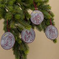 Weihnachtlicher Baumschmuck Set "Christliche Motive" Maschinengestickt nach selbst erstellten Grafiken UNIKATE Bild 2