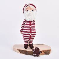 Handgefertigte gehäkelte Puppe "SANTA" aus Baumwoll, Amigurumi Weihnachtsmann, geeignet auch als Deko Bild 1