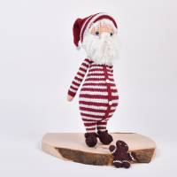 Handgefertigte gehäkelte Puppe "SANTA" aus Baumwoll, Amigurumi Weihnachtsmann, geeignet auch als Deko Bild 4