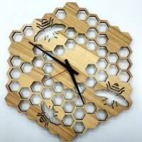 Wanduhr Bienenwabe - Uhr aus Holz Bild 1