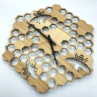 Wanduhr Bienenwabe - Uhr aus Holz Bild 2