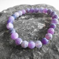 Naturstein Perlen  Armband lila gesprungen verwittert Achat verschiedene Größen Bild 1
