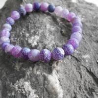 Naturstein Perlen  Armband lila gesprungen verwittert Achat verschiedene Größen Bild 3