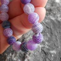 Naturstein Perlen  Armband lila gesprungen verwittert Achat verschiedene Größen Bild 4