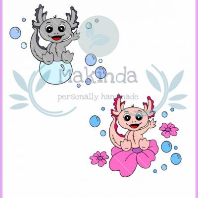 Digi-Stamp Axolotl - digitaler Stempel - Sublimationsdruck. Vielfältiges Set