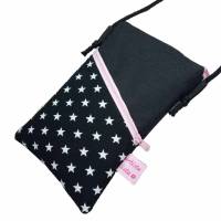 Mini Umhängetasche Handytasche schwarz Crossbag handmade aus Baumwollstoff 2 Fächer Farb- und Musterauswahl Bild 2