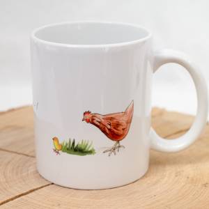 Hühner Frühstückstasse, Tasse mit braunen Hühnern, Kaffeetasse Personalisierbar, Geschenk zum Geburtstag und Weihnachten Bild 6