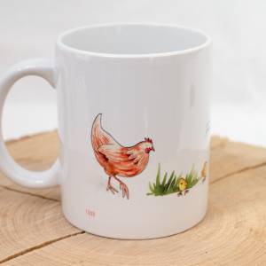 Hühner Frühstückstasse, Tasse mit braunen Hühnern, Kaffeetasse Personalisierbar, Geschenk zum Geburtstag und Weihnachten Bild 8
