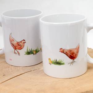 Hühner Frühstückstasse, Tasse mit braunen Hühnern, Kaffeetasse Personalisierbar, Geschenk zum Geburtstag und Weihnachten Bild 9