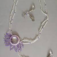 Set "Lilie" Perlenkette Ohranhänger  Festschmuck Unikat Bild 2