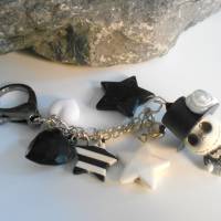 Mama ? Papa ? Skull 3D Totenkopf,  Schlüsselanhänger, Taschenanhänger, Sterne , schwarz weiss Bild 2
