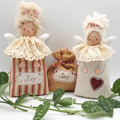 ITH Stickdatei Country Engel Set – 4 bezaubernde Engel für Deine Stickmaschine