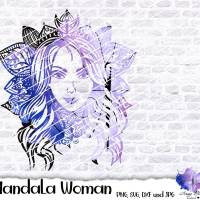 Mandala Style Frau Mandala Zentangle Clipart Download druckbare Schneidedatei DXF, SVG,PNG, JPEG Bild 1