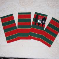 Nr. 849 Bestecktaschen, rot-grün, Weihnacht, 4 Stück im Set, Bild 1