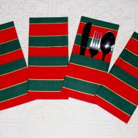 Nr. 849 Bestecktaschen, rot-grün, Weihnacht, 4 Stück im Set, Bild 2