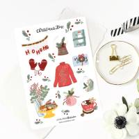 Weihnachtssticker Set, Sheet mit 10 Aufkleber, Planer Sticker, Bullet Journal Sticker, Adventskalender Aufkleber Bild 1