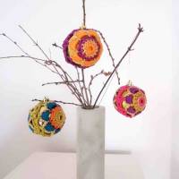 Boho-Hippie-Weihnachtskugeln * gehäkelte Deko Kugeln* Crochet Christmas Balls * Geschenk UNIKAT SET #6 INDIA Bild 3