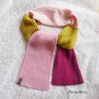 Handgestrickter Schal aus Baumwolle,Wolle,Alpaka - Damen,Geschenk,flauschig,weich,warm,modern,rosa,grün Bild 1