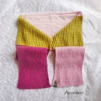 Handgestrickter Schal aus Baumwolle,Wolle,Alpaka - Damen,Geschenk,flauschig,weich,warm,modern,rosa,grün Bild 2