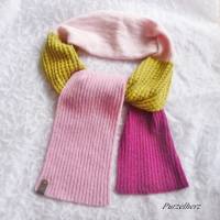Handgestrickter Schal aus Baumwolle,Wolle,Alpaka - Damen,Geschenk,flauschig,weich,warm,modern,rosa,grün Bild 4