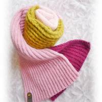 Handgestrickter Schal aus Baumwolle,Wolle,Alpaka - Damen,Geschenk,flauschig,weich,warm,modern,rosa,grün Bild 6