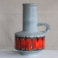 Vase grau mit rot Fat Lava 70er Jahre Bild 2