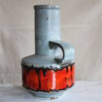 Vase grau mit rot Fat Lava 70er Jahre Bild 3