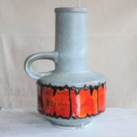 Vase grau mit rot Fat Lava 70er Jahre Bild 4