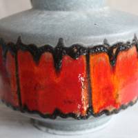 Vase grau mit rot Fat Lava 70er Jahre Bild 7