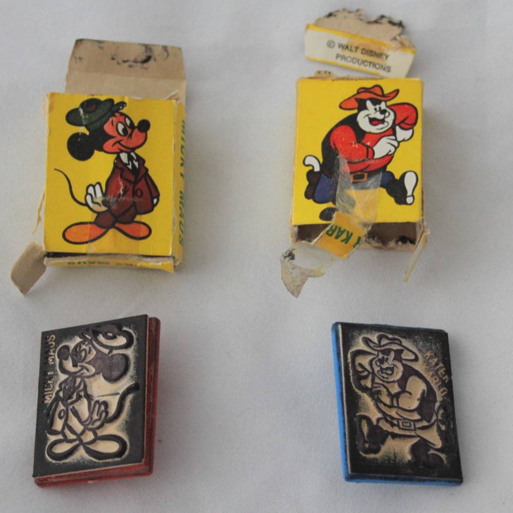 2 Vintage Stempel Disney Micky Maus Kater Karlo Bild 1