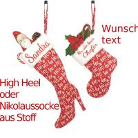 Weihnachtsstiefel Nikolaussocke mit deinem Wunschtext handmade Bild 1
