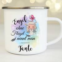 Personalisierte Tasse mit Name Emaille Engel ohne Flügel nennt man Bild 2