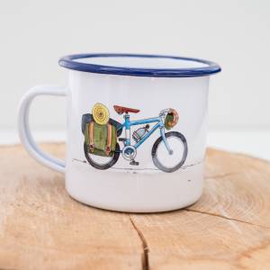 Emaille-Tasse Fahrrad, Geschenk Tasse für Fahrradfahrer, Radreise Tasse, personalisierbar Bild 3