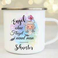 Personalisierte Tasse mit Name Emaille Engel ohne Flügel nennt man Bild 3