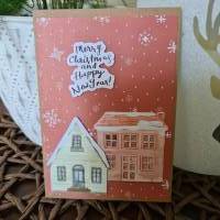 Weihnachtskarte Schneeflocken - Häuschen - Happy NewYear Bild 2