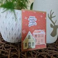 Weihnachtskarte Schneeflocken - Häuschen - Happy NewYear Bild 4